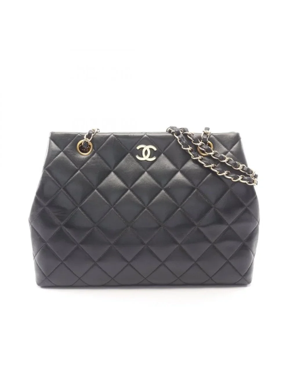 Chanel Shoulder Bag Quilted Black Lambskin 2-Way Chain
